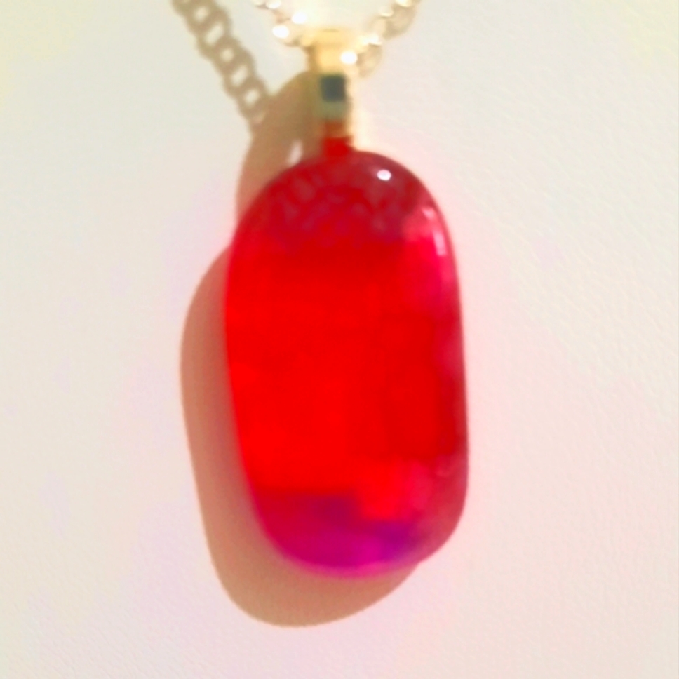 Pink Fused Stained Glass Necklace